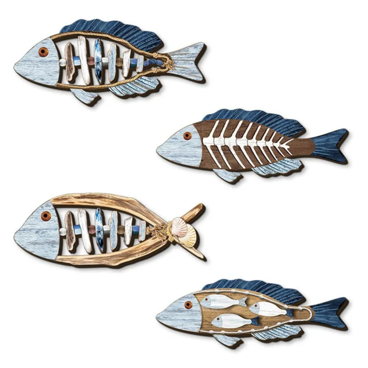 Nautical Wooden Fish Wall Art Decor