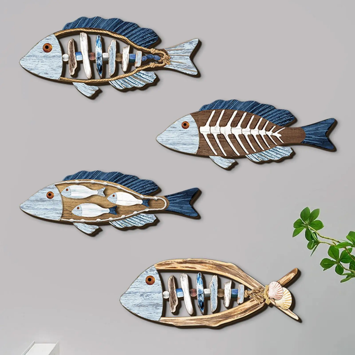 Nautical Wooden Fish Wall Art Decor
