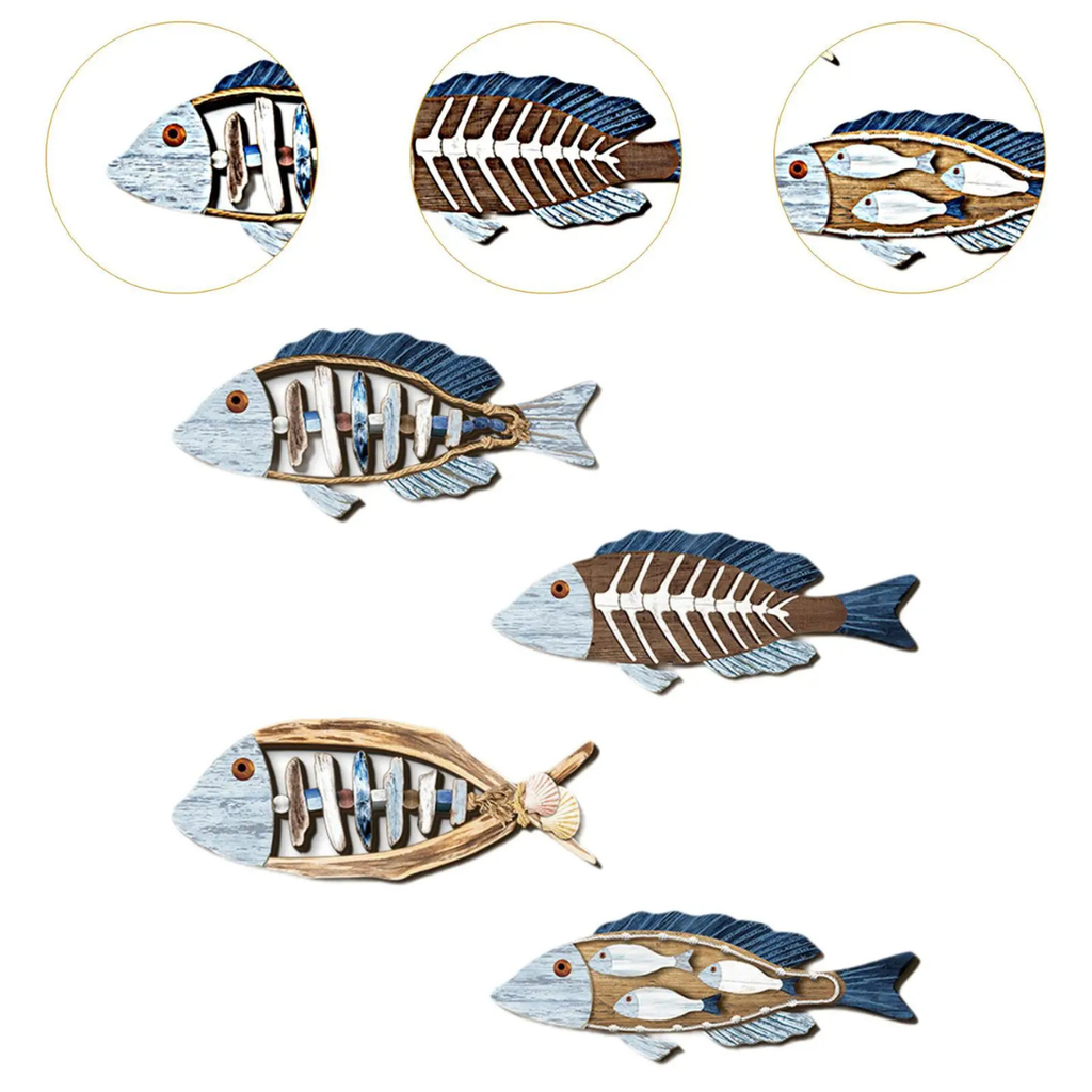 Nautical Wooden Fish Wall Art Decor