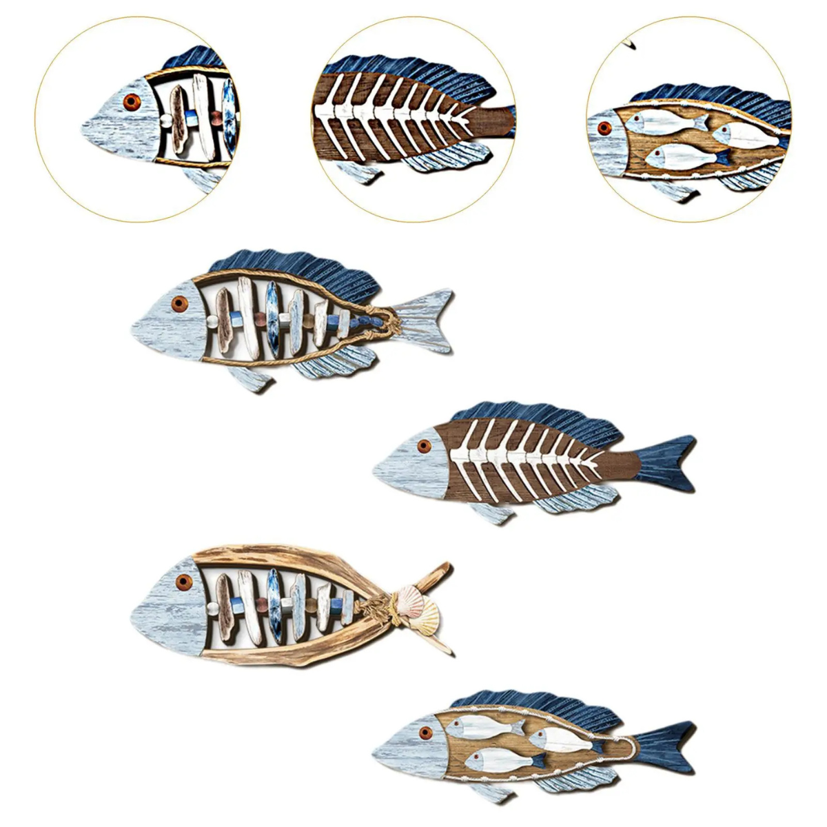 Nautical Wooden Fish Wall Art Decor