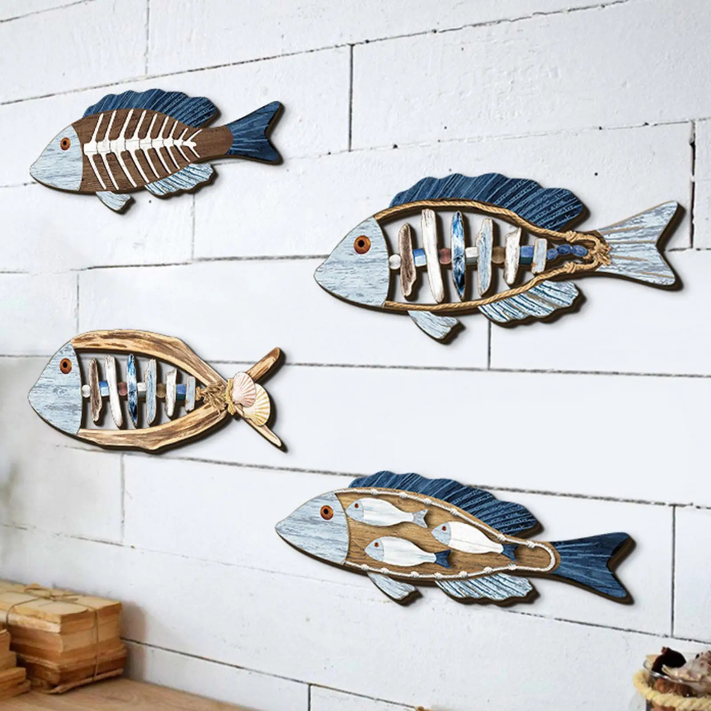 Nautical Wooden Fish Wall Art Decor