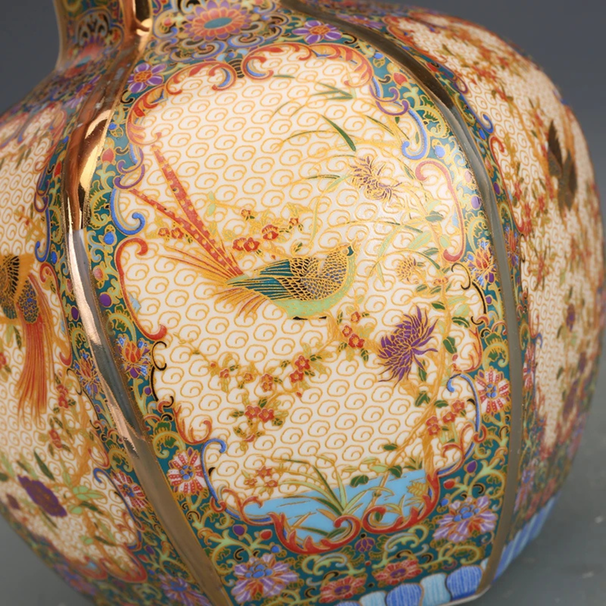 Antique-Style Porcelain Vase with Gold Detailing
