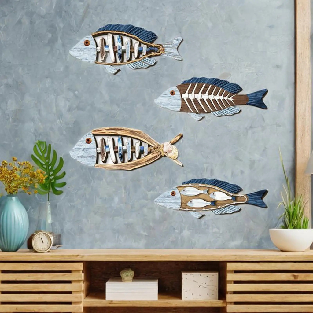 Nautical Wooden Fish Wall Art Decor