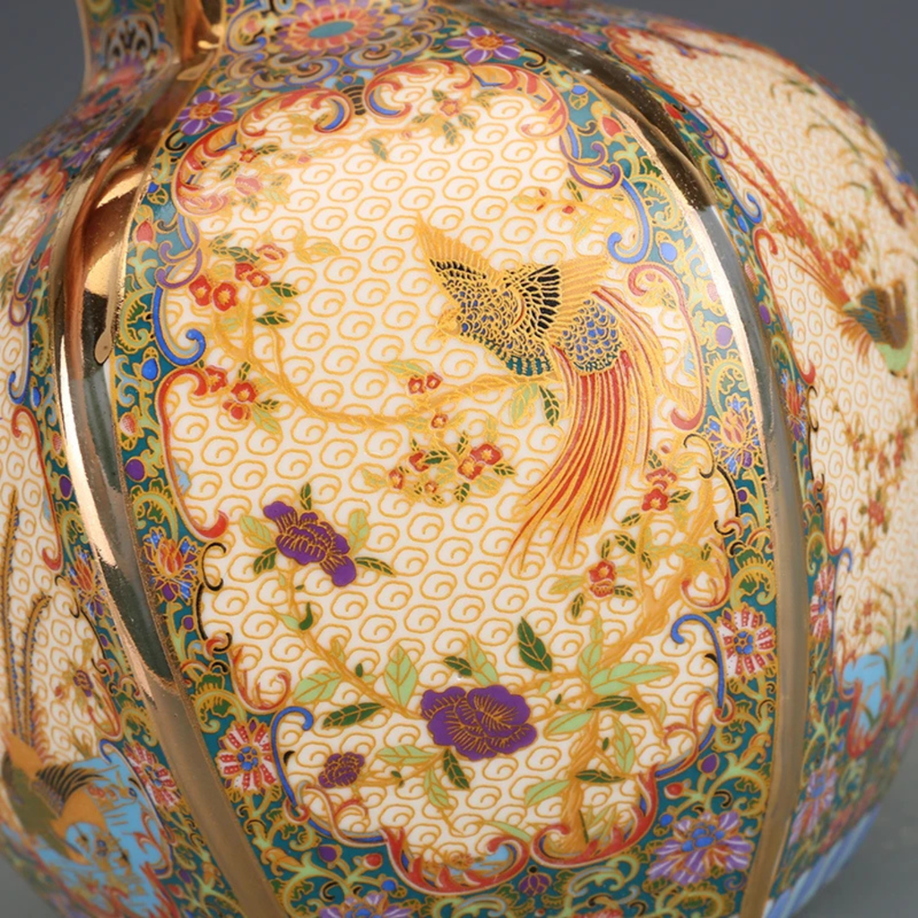 Antique-Style Porcelain Vase with Gold Detailing