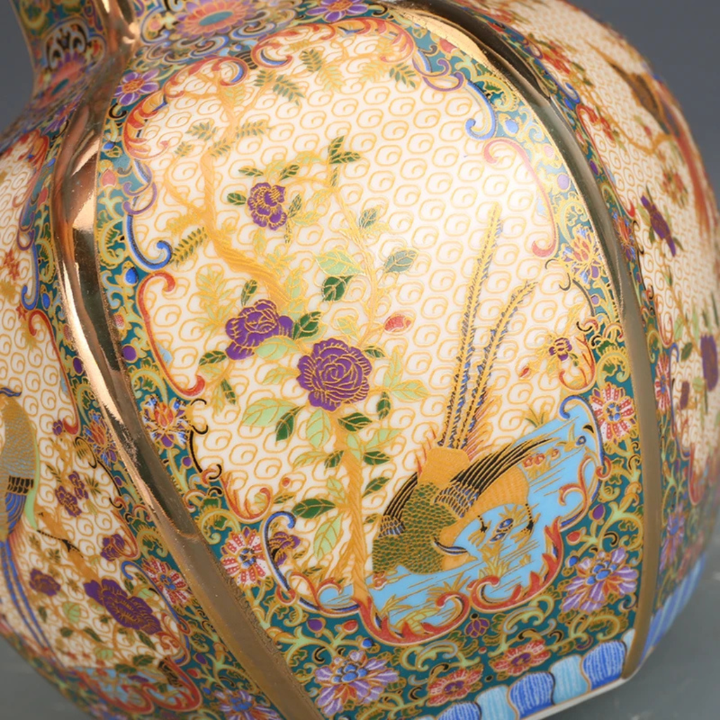 Antique-Style Porcelain Vase with Gold Detailing