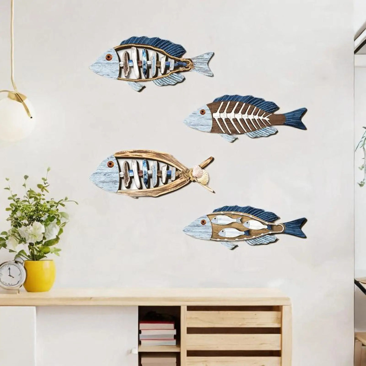Nautical Wooden Fish Wall Art Decor